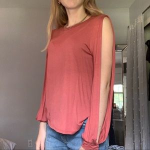 Long sleeve slit top